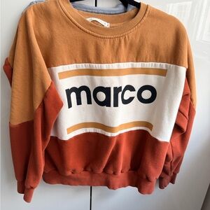 Colorblock Crewneck Sweater - Rust & Cream